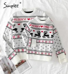 Familjsmatchande kläder Simple Oneck Christmas Sweater Autumn Winter Deer Print Sticked Pullovers 2021 Year8820698