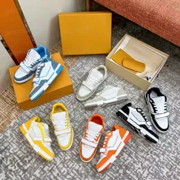 Роскошные дизайнерские мужские и женские спортивные туфли Virgil Trainer Повседневная обувь Низкая кожаная джинсовая ткань Белый Зеленый Красный Синий Накладка на платформе Уличные кроссовки 35-45