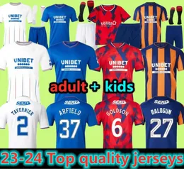 23 24 رينجرز لكرة القدم قمصان غلاسكو 2023 2024 المنزل بعيدا 150 النسخة الأسطورية Morelos Defoe Barker Men Football Thirts Players Kids Kits Kits