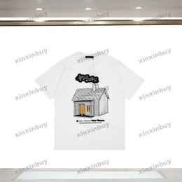 Xinxinbuy 2024 Men Designer Tee T Shirt House Letter Printing Crew Crew Neck Cotton Women Black White S-2xl