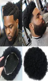 Mens Hairpieces Afro Curl Human Hair Clow Lace Toupee Jet Black Color 1 Peruvian Virgian Hair Men Hair Presenting Toupee for Blac7055913