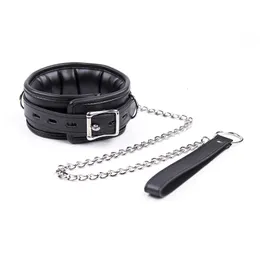 BlackWolf Sexy Leather-Trimmed Sponge Collars With Leash BDSM Bondage Fetishs Collar Adult Lingerie Sex Accessories For Woman 240105