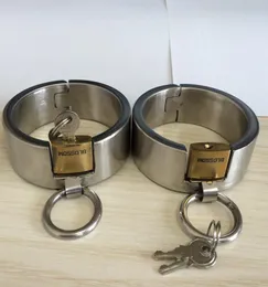 3CM Wide Handmade Unisex Stainless Steel Heavy Slave Wrist Ring Handcuffs with Brass Locks Adult Bondage sex toys for Men and Wome5754082