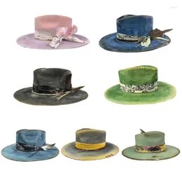Береты, модная шерстяная шляпа унисекс с этнической отделкой, широкополые уличные шляпы для женщин и мужчин