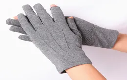 Gants de protection solaire en coton d'été unisexe mince conduite respirant antidérapant mâle femme deux gants sans doigts SZ108W 2010207932893