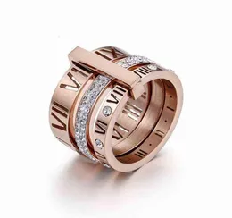 Pierścień stali nierdzewnej różowe złoto cyfr rzymski pierścień biżuteria mody Women039s Wedding zaręczynowy biżuteria DFGD2050618