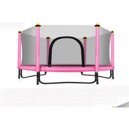 Trampoliner 60 tum runda barn mini trampolin kapsling netto rebounder utomhus träning hem leksaker jum säng max belastning 250 kg ppalloy dhmdz