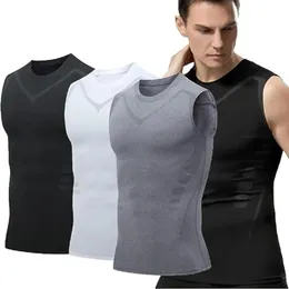 Ionic Shaping Weste Herren Sport Hautenge Westen Schnell trocknend Atmungsaktiv Schlanke ärmellose elastische Weste Fitness Top Fahrradweste 240106