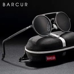 Barcur New Retro Aluminium Magnesium Sunglasses Polarized Lens Vintage Eyewear Associations Sun Glasses Drived Men Round Ground Sunglasses264f