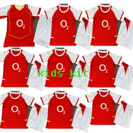 Kids Kit 2002 2004 Henry Bergkamp Retro Soccer Jersey V. Persie Vieira Merson Home Away 3rd 02 04 05 06 Barn fotbollsskjorta kort