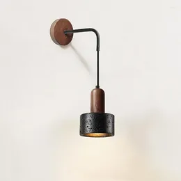 Lampada da parete giapponese Wabi Sabi pietra nera applique decorativa luce nordico minimalista designer studio negozio di alloggio in famiglia Led E27