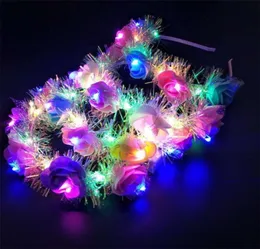 Glow Wreath Flowerband Akcesoria do włosów Dorośli oświetlone zabawki LED Opaski na głowę świąteczne przyjęcie Luminous Flashing Hairband 315 H14704009