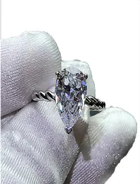 Bling Water Drop 3Ct Lab Diamond Ring 925 Sterling Silver Bijou خطوات الزفاف خواتم الزفاف للنساء 5883758