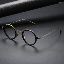 Güneş gözlüğü Çerçeveleri Okuma Gözlükleri KMN1110 Saf Titanyum Gözlük Çerçeve Japonya Marka Yuvarlak Erkekler Kadınlar Trend Optik Oculos