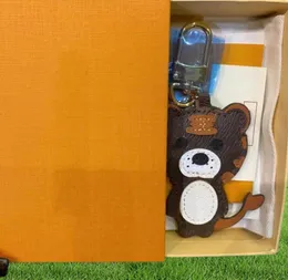 Lion Tiger Monkey Bear Blaki Luksusowy designerski skórzany łańcuch kluczy Laser Expossed Bage Wiselanty z pudełkiem 18533044595
