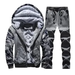 Men Winter Sweatsuit Thicker Warm Track Suit Sets Fashion Men Hooded Sportswear SweatshirtsSweatpants Casual Loose Sets 240106