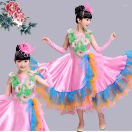 Stage Wear 360 Degree Spanish Bullfight Belly Dance Dress For Girls Skirt Long Robe Flamenco Fille Skirts Costume Danse Dresses