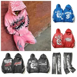 Herrtröjor tröjor helvete stjärna designer hoodie hellstar pullover satsning grafisk tryck rosa röda överdimensionerade hooded män kvinnor haruku gotiska toppar streetpant c11