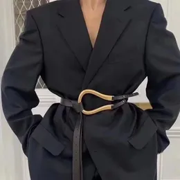 New Fashion Morbido Cinture in pelle sintetica Donna Grande fibbia in lega Sottile doppio strato Cinture Camicia Cintura annodata Cinture a vita lunga 2020294K