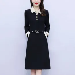 Outono coreano moda terno vestido de negócios feminino casual maduro moda cinto vestidos elegante traje profissional 240106