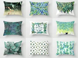 Zielona roślina geometryczna sofa dekoracyjna poduszka poduszka poduszka 4545 cm poliestrowy rzut poduszka