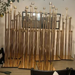 Metal Candle Sticks for Wedding Stage 8 Heads Metal Candelabra Candle Holders Wedding Backdrop Iron Candle Holder Stands226