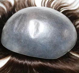 Parrucchino da uomo Toupee Super invisibile pelle sottile Nero naturale Toupee da uomo Sistemi di sostituzione dei capelli Per capelli persi e calvi velocemente sh5743752