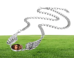 Colares pingentes para sublimação asas de anjo colares pingente feminino botão transferência de jóias diy consumíveis inteiros 817698166229147