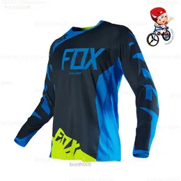 2024 Fashion T-Shirt Mountain Bike Suit Foxx Men's Thirts Kids Quick Motocross Dryhil Downhil Dept Mount Mx Mostcycle Cycling Ropa for Boys MTB Thirts V0gt