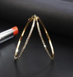 Pendientes de aro creativos con incrustaciones de pendiente de aleación de diamante forma geométrica mujer moda exagerada joyería Festival regalo 8318421