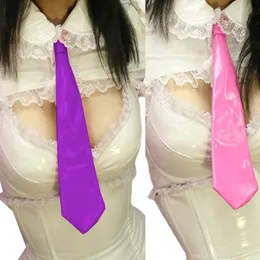 Yüksek kaliteli seksi klasik gündelik parti kravat moda deri pvc kırmızı pembe blubtie yetişkin sevgilisi homme düğün bağları erkekler için 240106