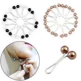 Pearl Brooch Hijab Scarf 12pcsLot Multicolor Pins Muslim Women Headscarf Pin Shawl Fixed Strap Anti Slip For 240106