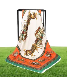 Luxuryhigh qualidade 100 lenço de seda marca famoso designer cavalo e impressão padrão lenço quadrado das mulheres cachecóis para presente tamanho 90x90cm 5614782