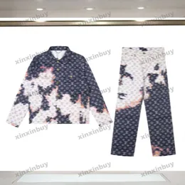 xinxinbuy 2024 Men designer Jacket Fire Letter Printing long sleeve denim sets women Black white blue gray khaki yellow M-2XL