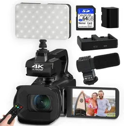 4K Vlog Camcorder 60FPS UHD Digital Video Camera For Live Stream Webcam Fill Light 40 Inch Rotate Touch Screen 18X Zoom 240106
