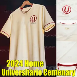 23 24 Club Universitario de Deportes Futebol Jerseys Peru 2024 Centenary Home Kit 100th Los Cremas Homens Fans Versão La U Camisas de Futebol
