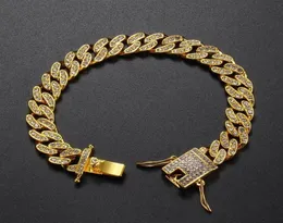 European and American hip hop Bracelet men's butterfly button hiphop Gold Plated Diamond Bracelet border full diamond Cuban 311y2677324