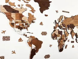 Ahşap dünya haritası, duvar sanatı dekoru, 3d ahşap dünya haritası, pimler için dünya haritası, eve taşınma hediyesi, ofis dekoru