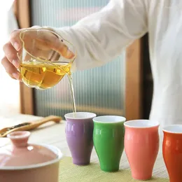 Tekoppar färgad glasyr teacup hushåll master cup singel keramisk doftluktande liten kung fu teaware skål mugg