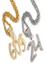 Новая мода персонализированное 18-каратное золото Bling Diamond Cursive 09 Цифровые цифры Ожерелье с подвеской на заказ Спортивный номер DIY Ювелирные изделия для 6874827