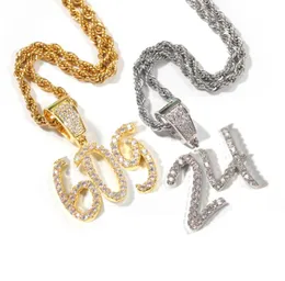 Ny modepersonlig 18K Gold Bling Diamond Cursive 09 Digitala nummer Pendant Necklace Anpassade sportnummer DIY -smycken för 5305658
