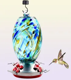 Other Bird Supplies Colorful Hummingbird Food Feeder Hand Blown Glass Drinker Water Feeding Bowl For Yard Outdoor Parrot Accessori9553720