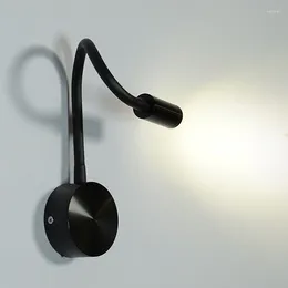 Lampada da parete ZK50 Tubo flessibile a LED Faretto Studio da comodino Lettura Piccolo corridoio moderno Studio Altalena a 360 gradi