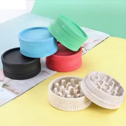 Colorful 55mm Plastic Degradable Tobacco Grinders Double Layer Dry Herb Chromium Crusher Cigarettes Grinding Miller Grinder