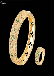 Donia Jewelry Luxe Bangle Fourleaf Flower Overdreven Titanium Stalen Armband Micro-inlaid Gekleurde Zirkoon Europees en Amerikaans5838927