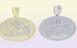 Duży okrągły wisiorek Allah z kubańskim naszyjnikiem łańcuchów tenisowych Chian dla kobiet mężczyzn biżuterii Hip Hop biżuterii całej wysokiej jakości biżuterii CZ238Q3499510