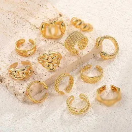 Pierścienie zespołu Guicc Star's Sa sam miedziany złoty pierścionek żeński Nieregularny prosty otwarty pierścień pierścienia