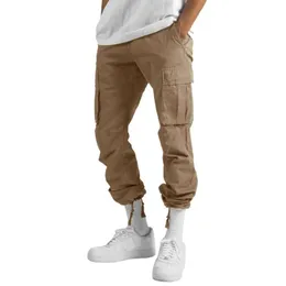 New Men's Workwear Pants For Spring And Autumn, European And American Drawstring Multi Pocket Casual Pants