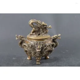 Estatuetas decorativas requintadas esculpidas à mão marca antiga bronze cobre dragão queimadores de incenso