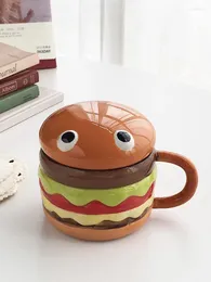 Tazze Tazza in ceramica modellante per hamburger multistrato con colori a contrasto creativi e adorabili con coperchio